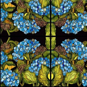 907b.  MEDIUM  Blue Hydrangea Mirror Image (Abstract)