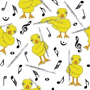 Flute Chick Flutes Music Notes White
