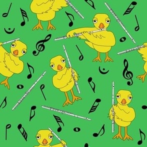 Flute Chick Flutes Music Notes Green