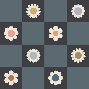 Daisy Check | Blue Gray and Black