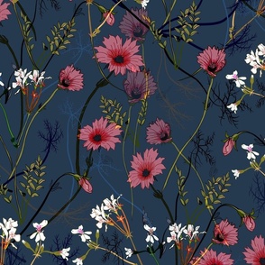 Wild flowers of the Kogelberg in Navy blue not wallpaper 