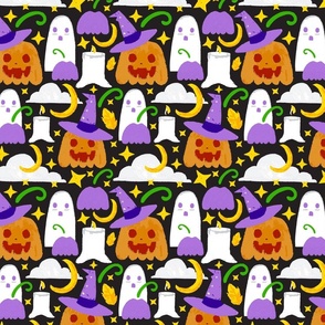 Fun Halloween Watercolour and Vector Pattern