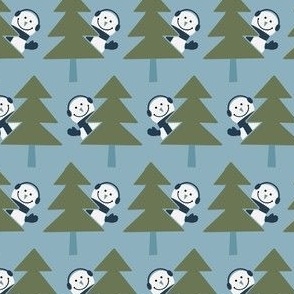 snowmen in the woods - cabin