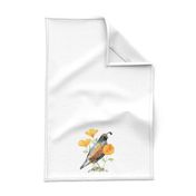 California State Bird and Flower Tea Towel