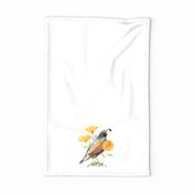 California State Bird and Flower Tea Towel