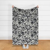 Pieces of Jungle Tropical in black and white - jumbo