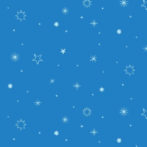 Starry Night Sky, Baby blue stars on denim blue sky