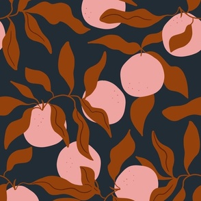 Pink oranges on navy