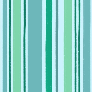 Large Vertical Stripes - Green, Blue, Teal, Aqua 