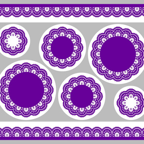 cut sew Skull and Crossbones Lace Ruffles - Purple on White