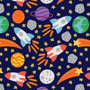  Outer Space Shooting Stars, Rocket Ships, and Planets