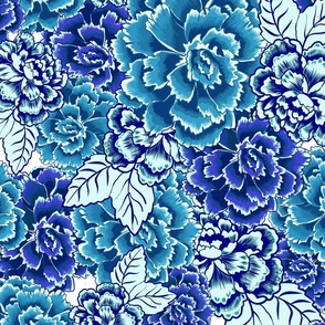 Oriental Blue Flowers Chinoiserie