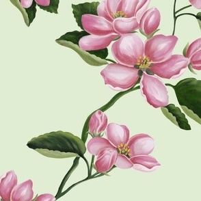 Floral pattern pink flower with light green background 