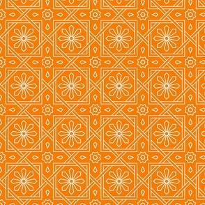 Geometric Pattern: Azila: Tangerine White