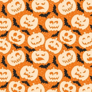 Boo spooky  Pumpkin  and bats