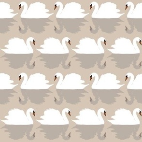 Swimming Swans on Sandy Taupe by Brittanylane
