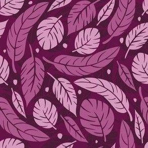 Tropical Leaves in Very Berry - Pink, Burgundy, Rose, Fuschia 