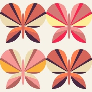 Retro Butterflies in a row, pink tones, 24 inch