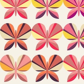 Retro Butterflies in a row, pink tones, 18 inch