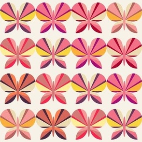 Retro Butterflies in a row, pink tones, 12 inch