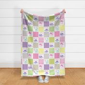 6 inch square pink dino patchwork