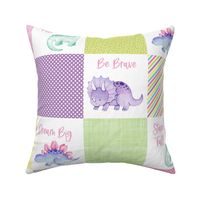 6 inch square pink dino patchwork