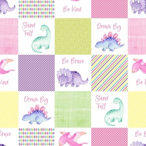 6 inch square pink dino patchwork