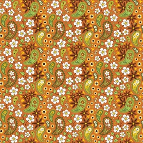 70s Inspired Floral Orange small
