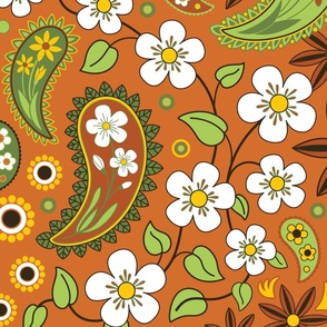 70s Inspired Floral Orange jumbo