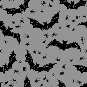 Halloween Spiders and Bats_grey