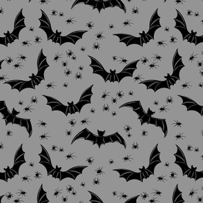 Halloween Spiders and Bats_grey
