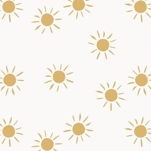 Boho sun / medium / yellow scattered sunshines for trendy nursery wallpaper