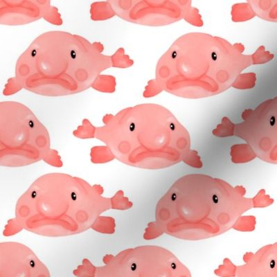 Medium Pink Blob Fish on White