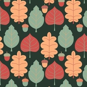 Fall Leaves and Acorns, Sage and Peachy