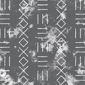 Mud cloth 234 lines in charcoal grey and white distressed texture 24