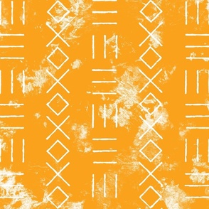 Mud cloth 234 lines in yellow ochre and white distressed texture 24
