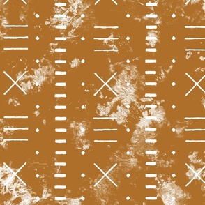 Mud cloth x's and dashes in toffee and white distressed texture 24