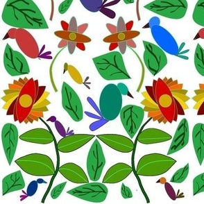 Birds in nature on offwhite background