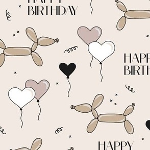 Happy birthday puppy barkday dog animal balloon pet love party celebration beige tan sand LARGE