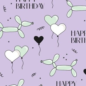 Happy birthday puppy barkday dog animal balloon pet love party celebration nineties lilac mint LARGE