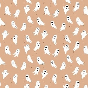 Spooky ghosts boho minimalist halloween design on tan