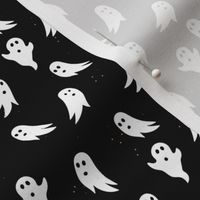 Spooky ghosts boho fright night minimalist halloween design on black