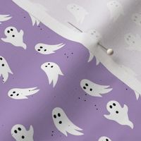 Spooky ghosts boho fright night minimalist halloween design on lilac purple