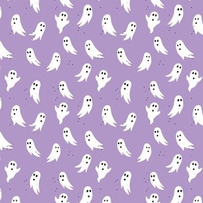 Spooky ghosts boho fright night minimalist halloween design on lilac purple