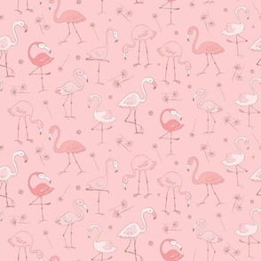 Flirty Flamingos on Pink_MED
