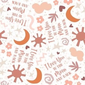 Medium Scale I Love You To The Moon and Back Nursery Stars Sunshine Earthy Dusty Pink Boho Baby