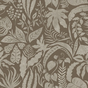 Pieces of Jungle Tropical - Dark brown and mocha - jumbo