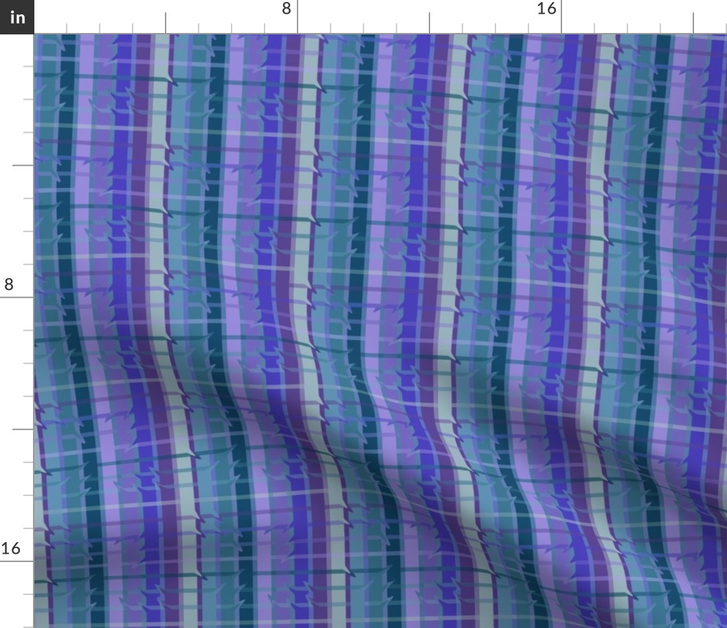 Small - Spiked Windowpane Plaid in Purple and Teal