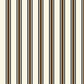 Brown and Black Ticking Stripe on Off White