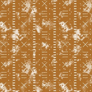 Mud cloth x's and dashes in toffee and white distressed texture 12